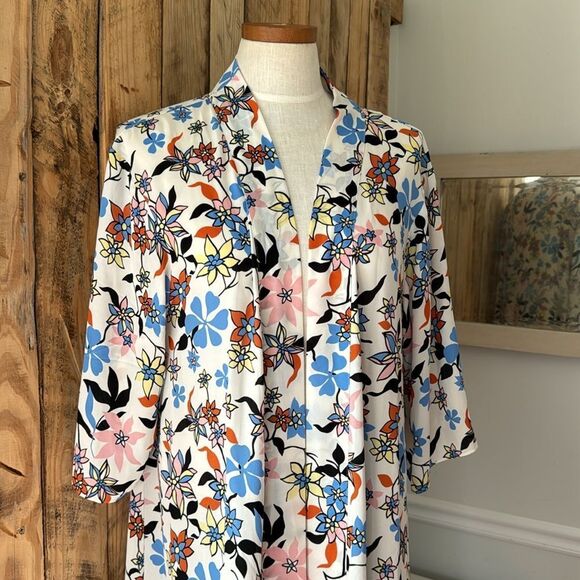 Modcloth Floral Printed Open Front Inviting Opportunity Longline Kimono Cardigan - Picture 6 of 12